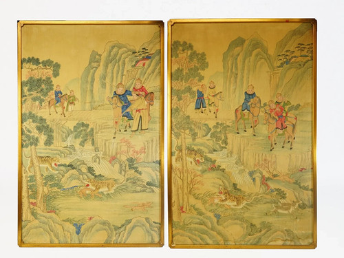 Pair chinese framed - pair, of